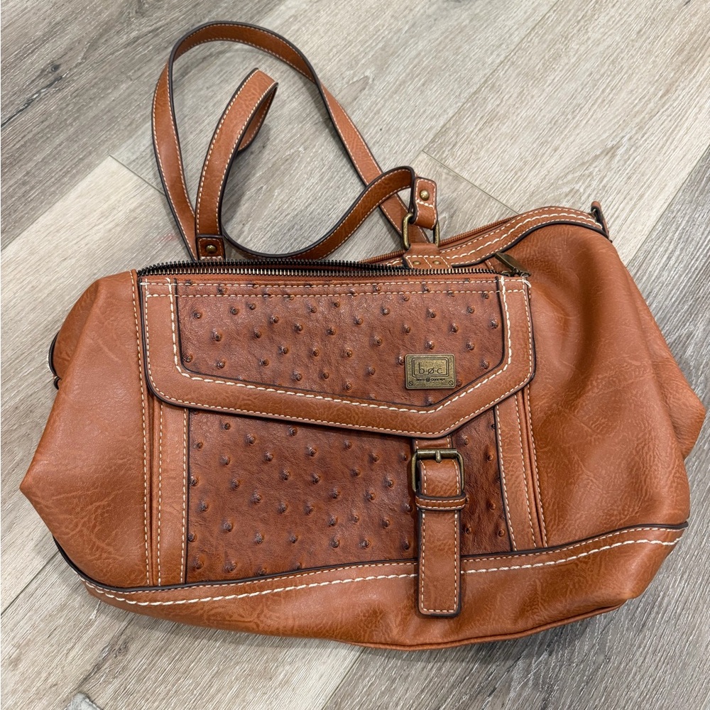 b.o.c. Cognac Textured Faux Leather Shoulder Bag